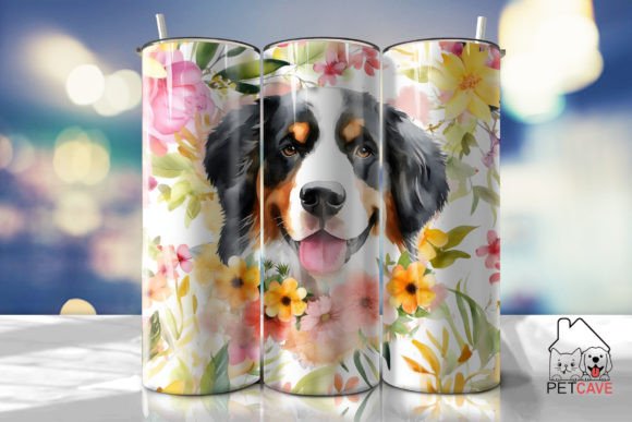 Bernese Mountain Dog Floral Tumbler