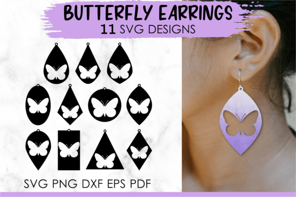 Butterfly Earrings SVG Template Bundle