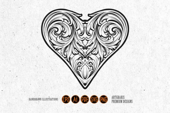 Engraved Victorian Heart Shaped Floral