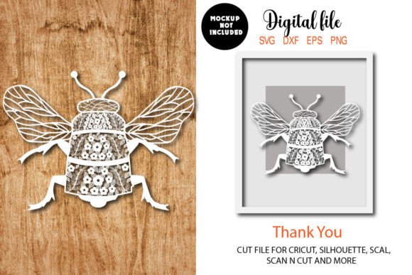 Floral Bee Papercut Template