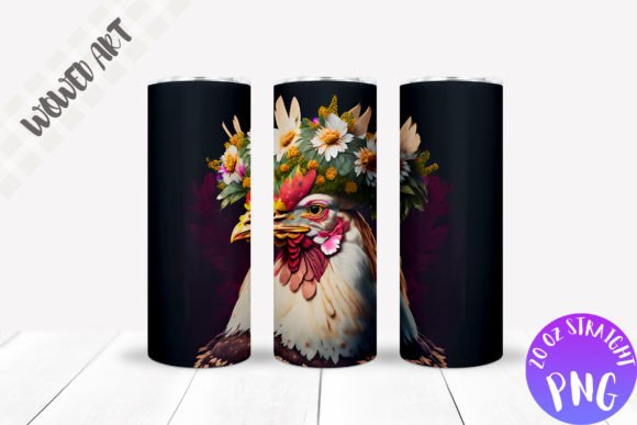 Floral Chicken 20 Oz Tumbler Wrap