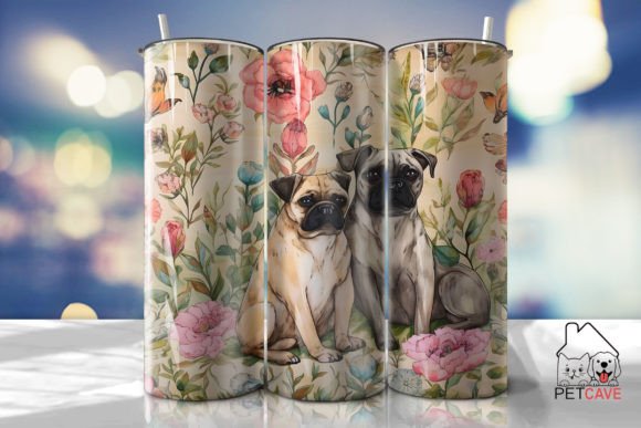 Floral Dog Fabric Tumbler Wrap