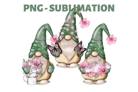 Floral Gnome PNG Sublimation Design