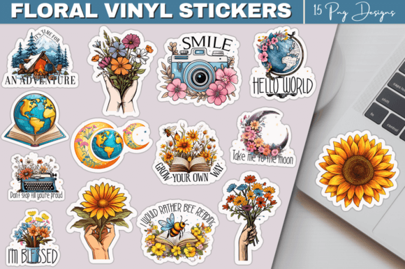 Floral Vinyl Printable Stickers Bundle
