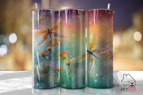 Glowing Floral Dragonflies PNG