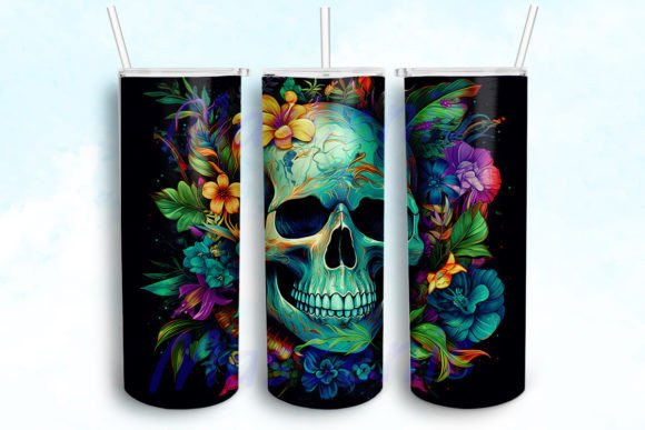 Magical Skull Tropical Floral Tumbler Wrap
