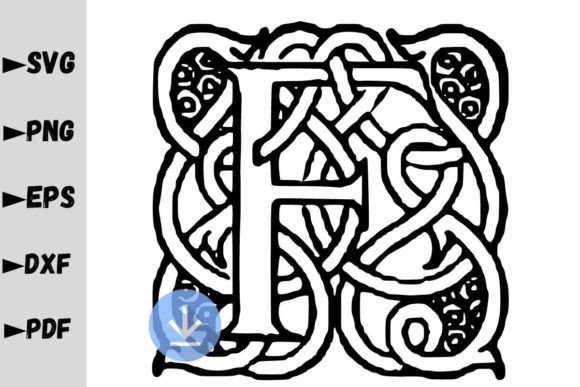 Ornate Initial Letter F Monogram SVG