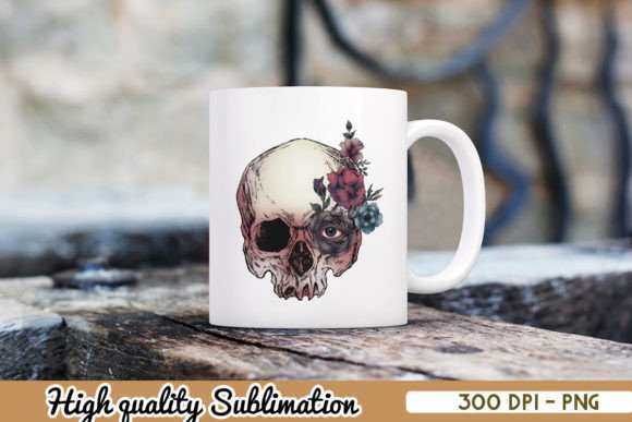 Skull Evil Eye Black Rose Vintage Floral