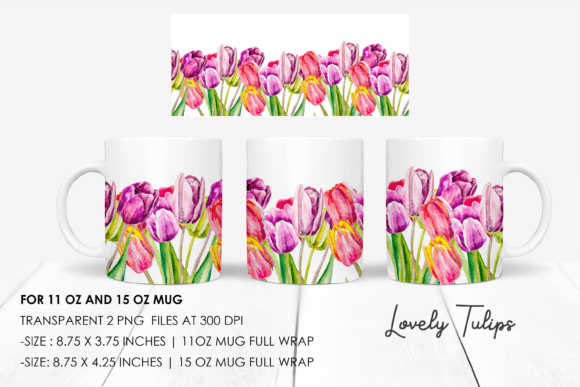 Tulips Floral Mug Sublimation Design