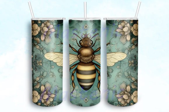 Vintage Bee Floral Tumbler Wrap