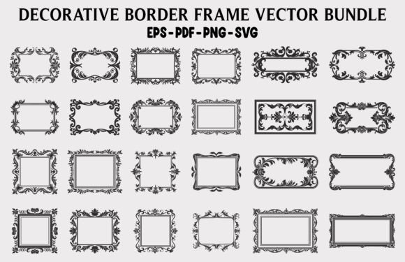 Vintage Floral Frame Vector Clipart Set
