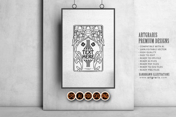 Vintage Frame Art Nouveau Botanical SVG
