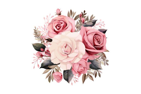Watercolor Arrangements Rose Floral