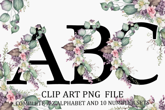 Watercolor Floral Alphabet Sublimation