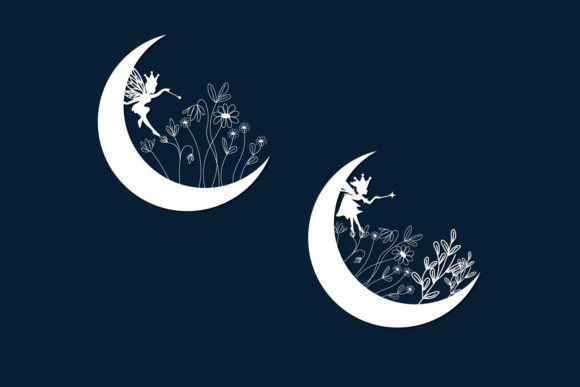 Wildflower Floral Cute Fairy Moon