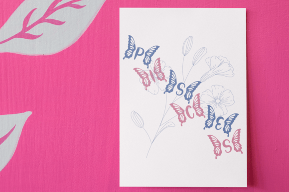 Zodiac Sign Butterflies Floral Line Art